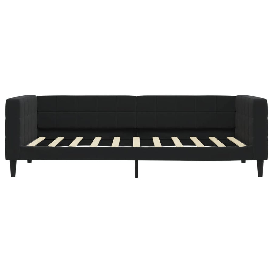 Slaapbank Fluweel 90 x 190 cm Zwart met onderschuifbed