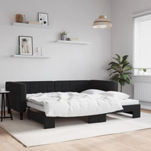 Slaapbank Fluweel 90 x 190 cm Zwart met onderschuifbed