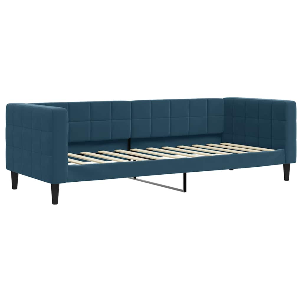 Slaapbank onderschuifbed en matrassen 80x200 cm fluweel blauw