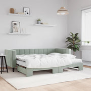 Slaapbank onderschuifbed 80x200 cm fluweel lichtgrijs