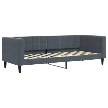 Slaapbank onderschuifbed matrassen 80x200cm fluweel donkergrijs