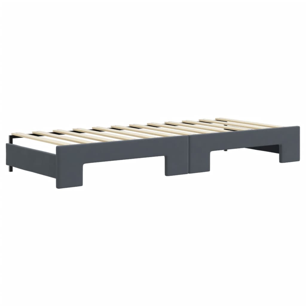 Slaapbank onderschuifbed matrassen 80x200cm fluweel donkergrijs