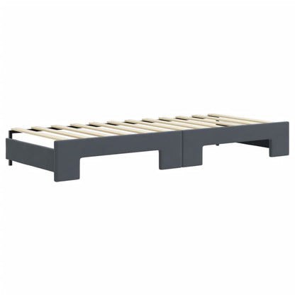 Slaapbank onderschuifbed matrassen 80x200cm fluweel donkergrijs