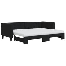 Slaapbank Onderschuifbed En Matrassen Fluweel 80 x 200 cm Zwart met onderschuifbed en matras