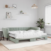 Slaapbank onderschuifbed met 2 matrassen 90x200 cm grijs