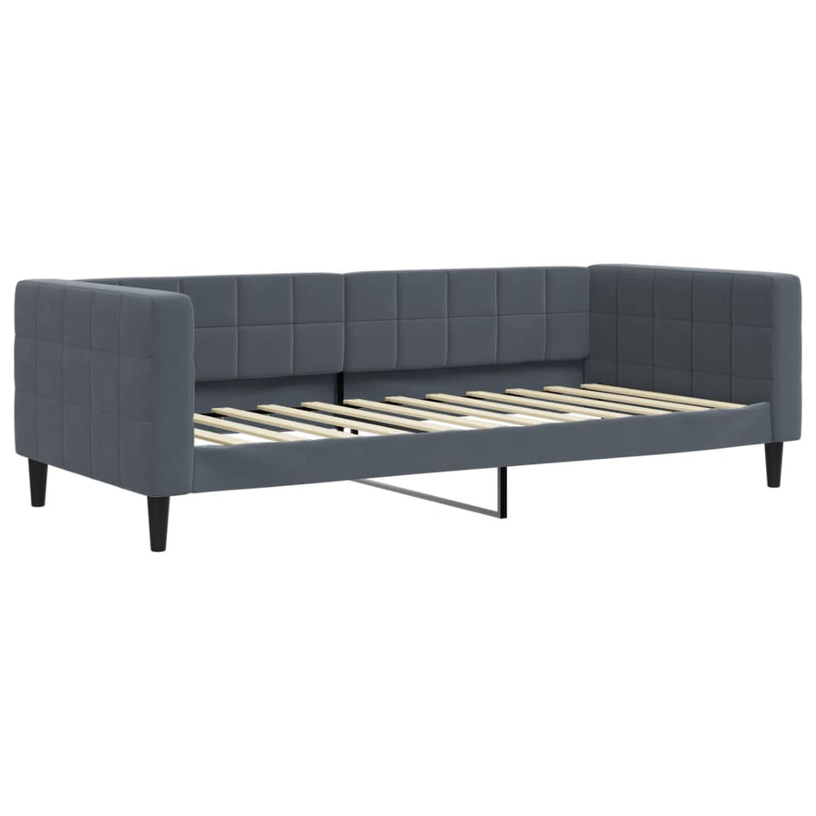 Slaapbank onderschuifbed matrassen 90x200cm fluweel donkergrijs