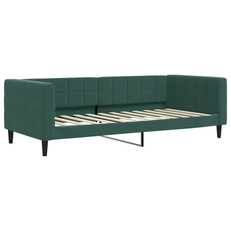 Slaapbank onderschuifbed matrassen 90x200cm fluweel donkergroen