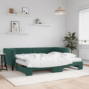 Slaapbank met onderschuifbed 223x100x68 cm fluweel donkergroen