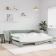 Slaapbank onderschuifbed 100x200 cm lichtgrijs fluweel