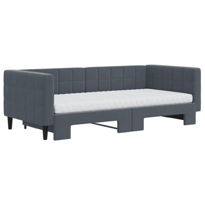 Slaapbank Onderschuifbed Matrassen 90X190Cm Fluweel 90 x 190 cm Donkergrijs