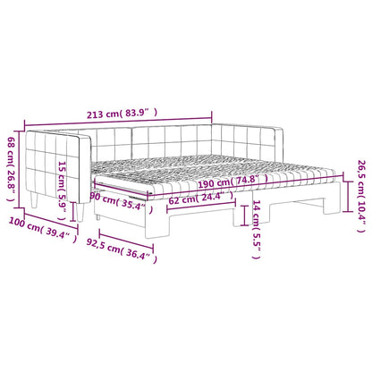 Slaapbank Onderschuifbed Matrassen 90X190Cm Fluweel 90 x 190 cm Donkergrijs