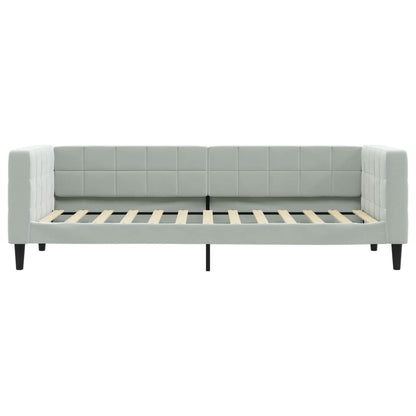 Slaapbank Onderschuifbed En Lades Fluweel 80 x 200 cm Lichtgrijs met onderschuifbed en lade