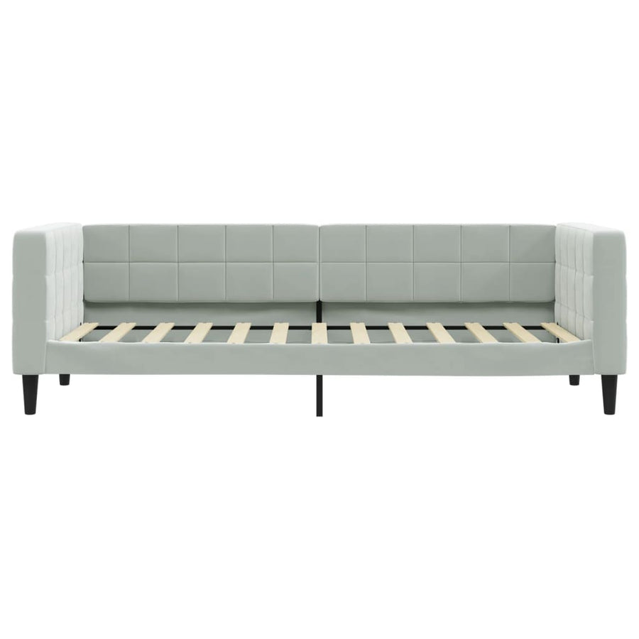 Slaapbank Onderschuifbed En Lades Fluweel 80 x 200 cm Lichtgrijs met onderschuifbed en lade