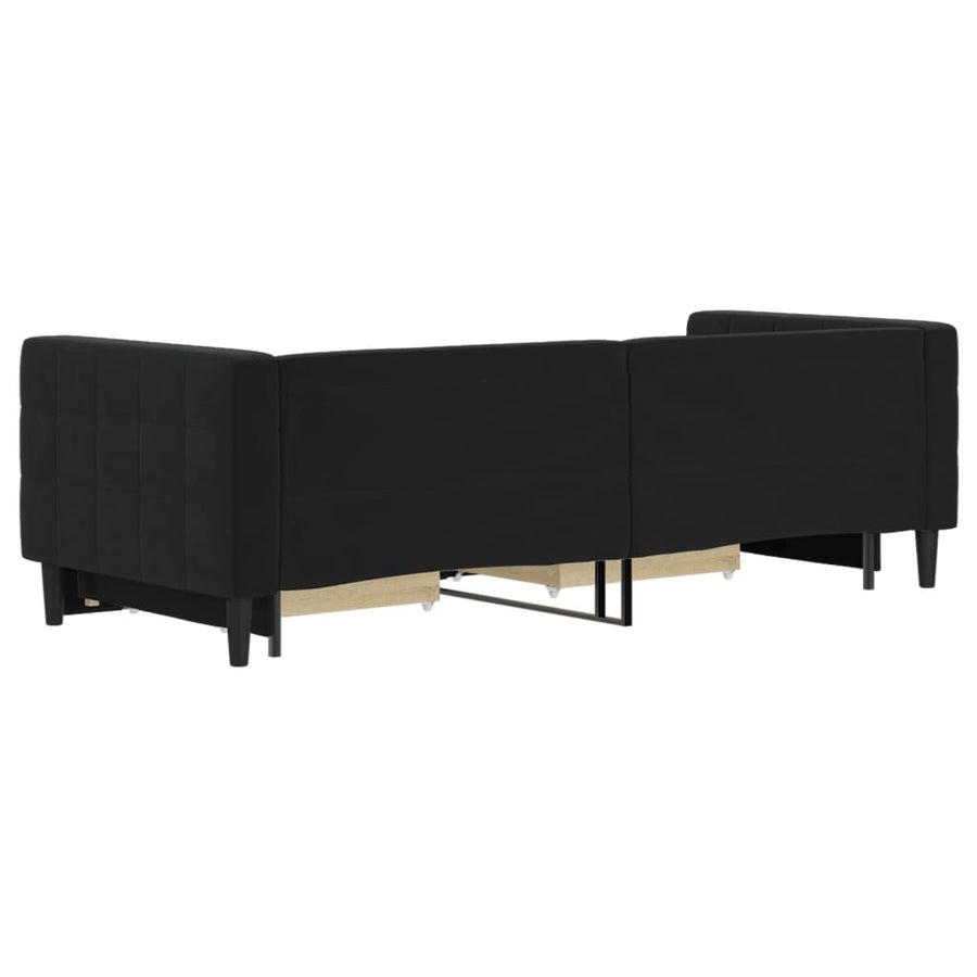 Slaapbank S Fluweel 80 x 200 cm Zwart met onderschuifbed en lade