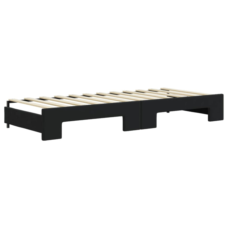 Slaapbank S Fluweel 80 x 200 cm Zwart met onderschuifbed en lade
