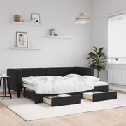 Slaapbank met onderschuifbed 80x200 cm fluweel zwart
