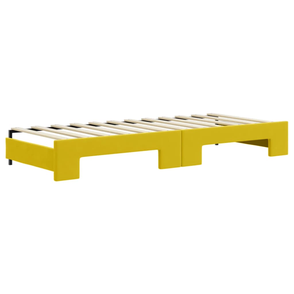 Slaapbank S Fluweel 80 x 200 cm Geel met onderschuifbed en lade