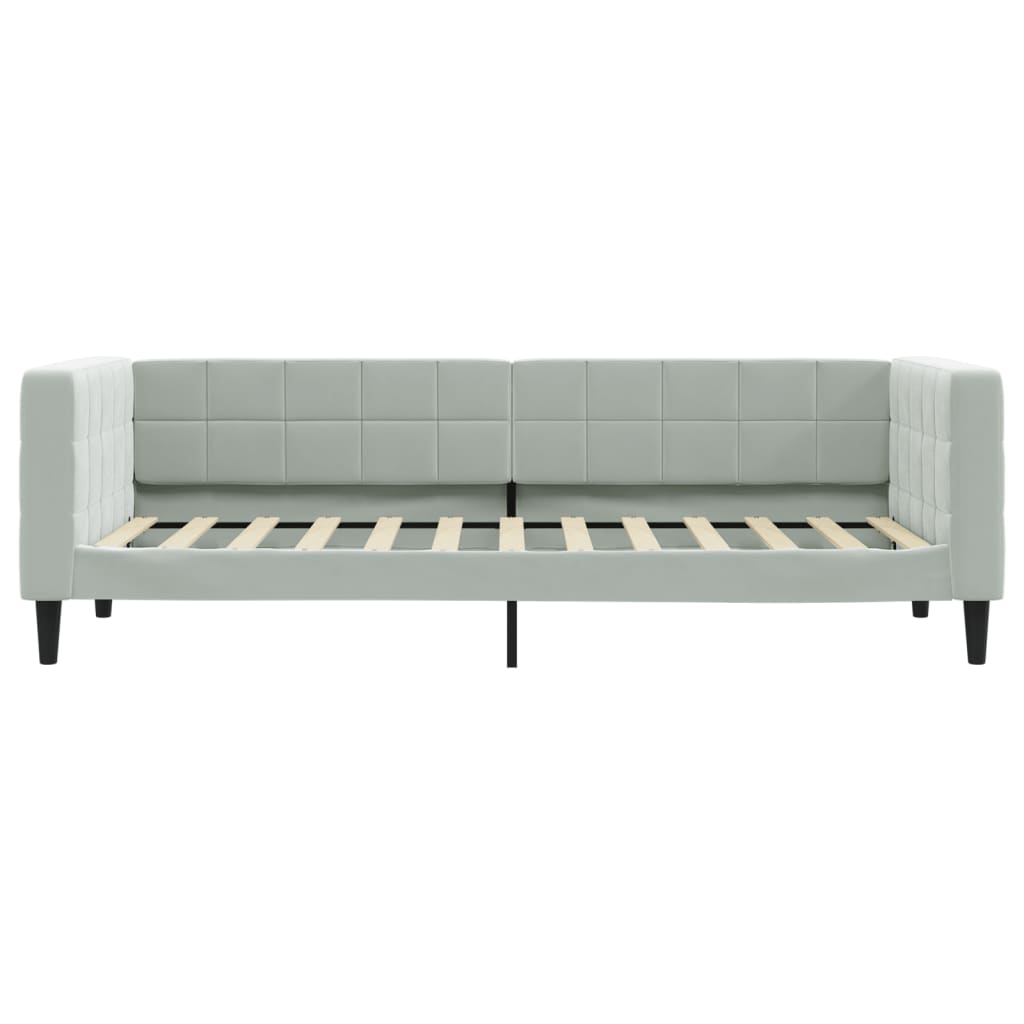 Slaapbank Onderschuifbed En Lades Fluweel 90 x 200 cm Lichtgrijs met onderschuifbed en lade