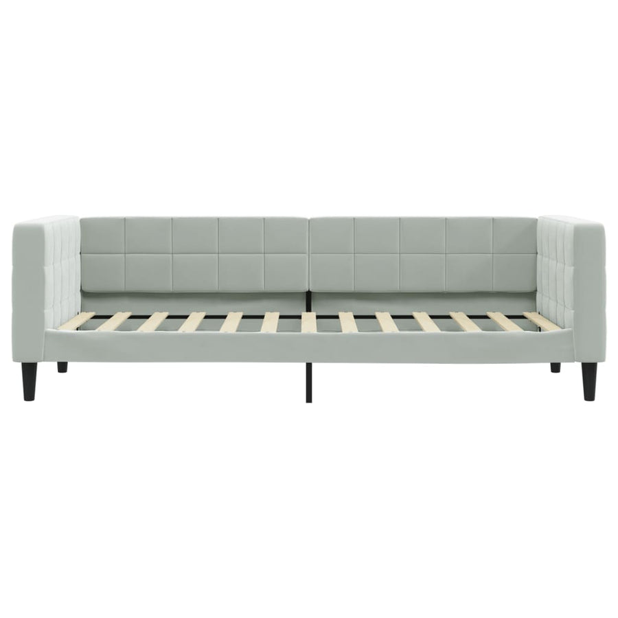Slaapbank Onderschuifbed En Lades Fluweel 90 x 200 cm Lichtgrijs met onderschuifbed en lade