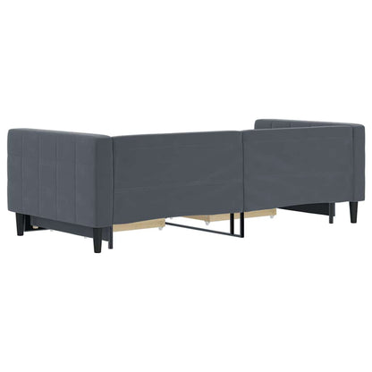 Slaapbank onderschuifbed en lades 90x200 cm fluweel donkergrijs
