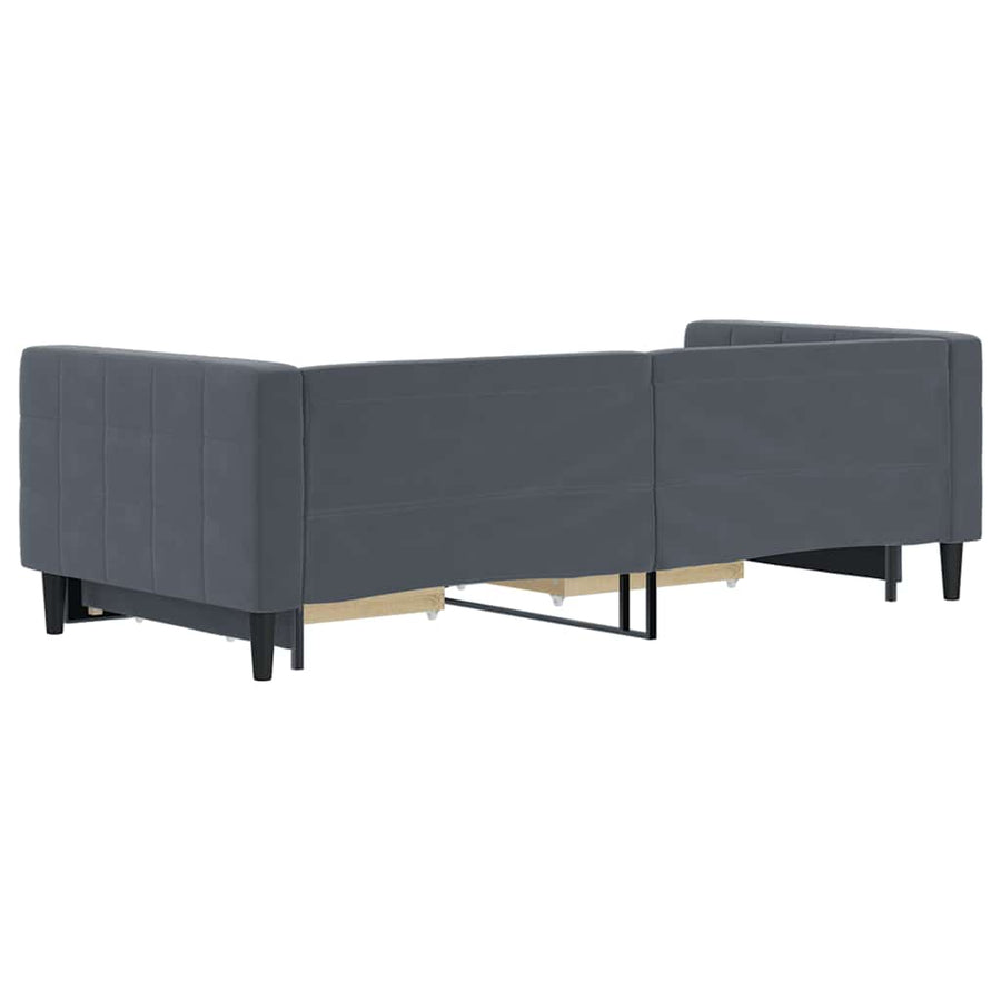 Slaapbank onderschuifbed en lades 90x200 cm fluweel donkergrijs