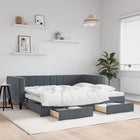 Slaapbank onderschuifbed 90x200 cm donkergrijs fluweel