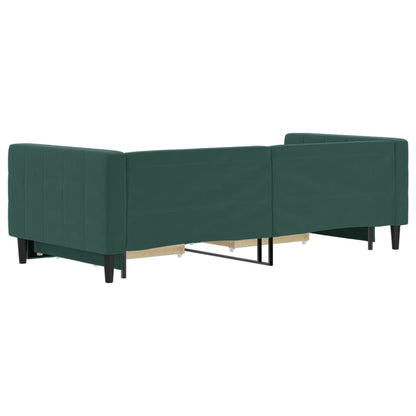 Slaapbank onderschuifbed en lades 90x200 cm fluweel donkergroen