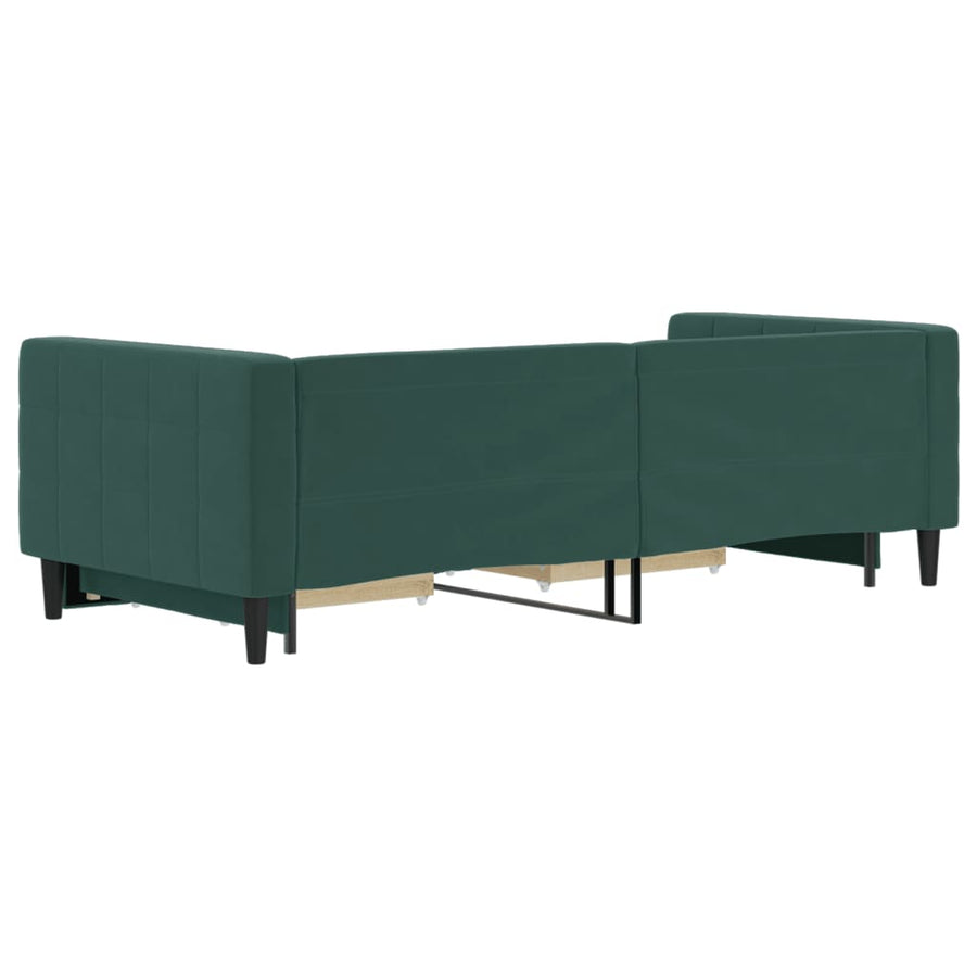 Slaapbank onderschuifbed en lades 90x200 cm fluweel donkergroen