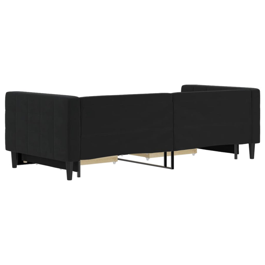 Slaapbank S Fluweel 90 x 200 cm Zwart met onderschuifbed en lade