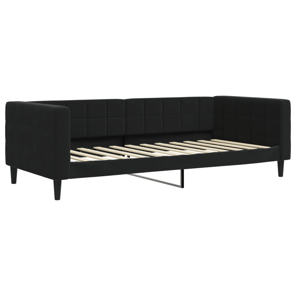 Slaapbank S Fluweel 90 x 200 cm Zwart met onderschuifbed en lade