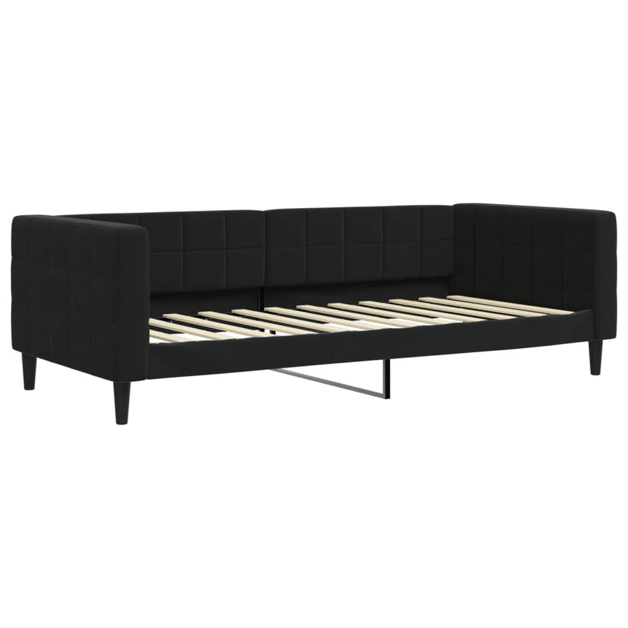 Slaapbank S Fluweel 90 x 200 cm Zwart met onderschuifbed en lade