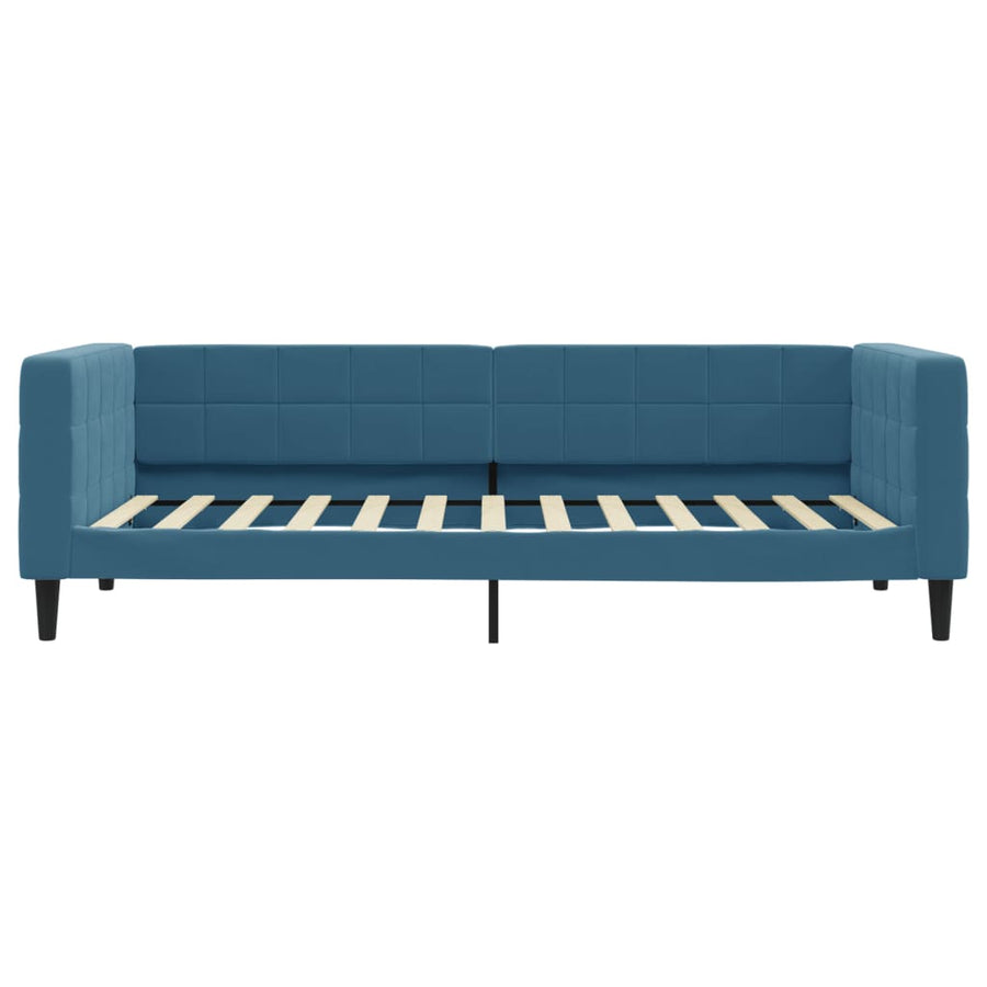 Slaapbank S Fluweel 100 x 200 cm Blauw met onderschuifbed en lade