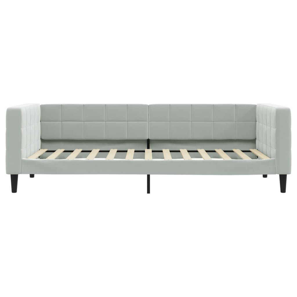 Slaapbank Onderschuifbed En Lades Fluweel 100 x 200 cm Lichtgrijs met onderschuifbed en lade