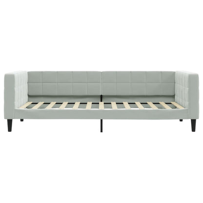 Slaapbank Onderschuifbed En Lades Fluweel 100 x 200 cm Lichtgrijs met onderschuifbed en lade