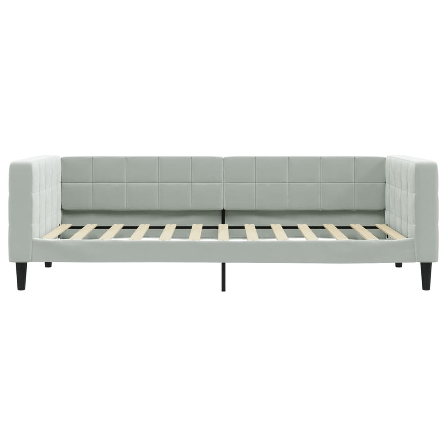 Slaapbank Onderschuifbed En Lades Fluweel 100 x 200 cm Lichtgrijs met onderschuifbed en lade