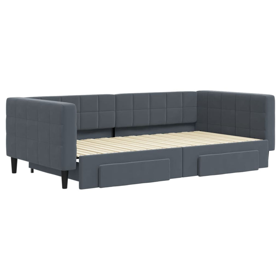 Slaapbank onderschuifbed lades 100x200 cm fluweel donkergrijs