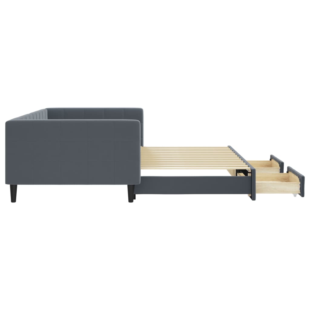 Slaapbank onderschuifbed lades 100x200 cm fluweel donkergrijs