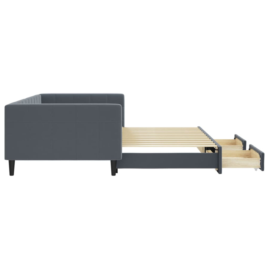 Slaapbank onderschuifbed lades 100x200 cm fluweel donkergrijs