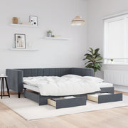 Slaapbank onderschuifbed 100x200 cm donkergrijs