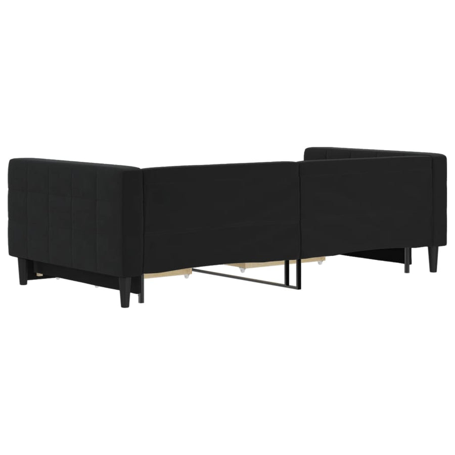 Slaapbank S Fluweel 100 x 200 cm Zwart met onderschuifbed en lade