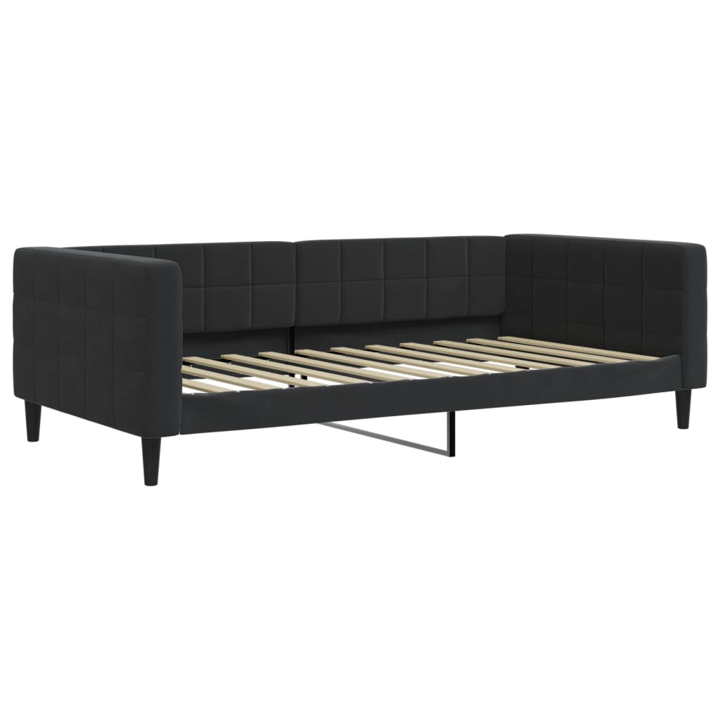 Slaapbank S Fluweel 100 x 200 cm Zwart met onderschuifbed en lade