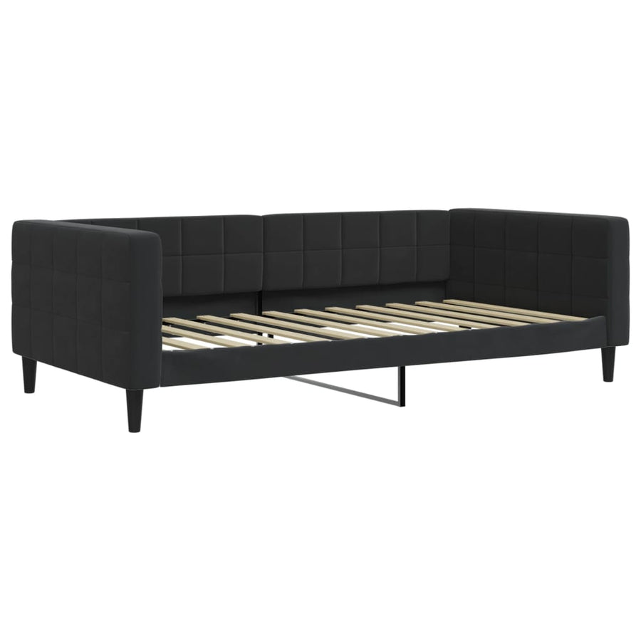 Slaapbank S Fluweel 100 x 200 cm Zwart met onderschuifbed en lade