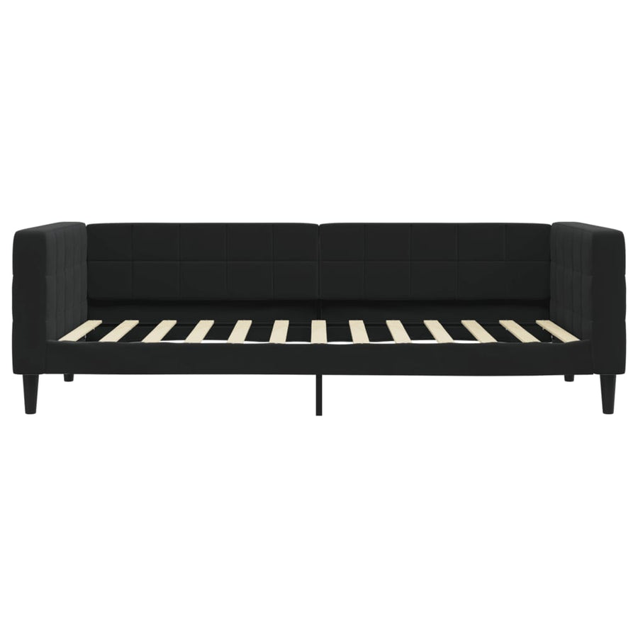 Slaapbank S Fluweel 100 x 200 cm Zwart met onderschuifbed en lade