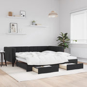Slaapbank onderschuifbed lades 100x200 cm fluweel zwart