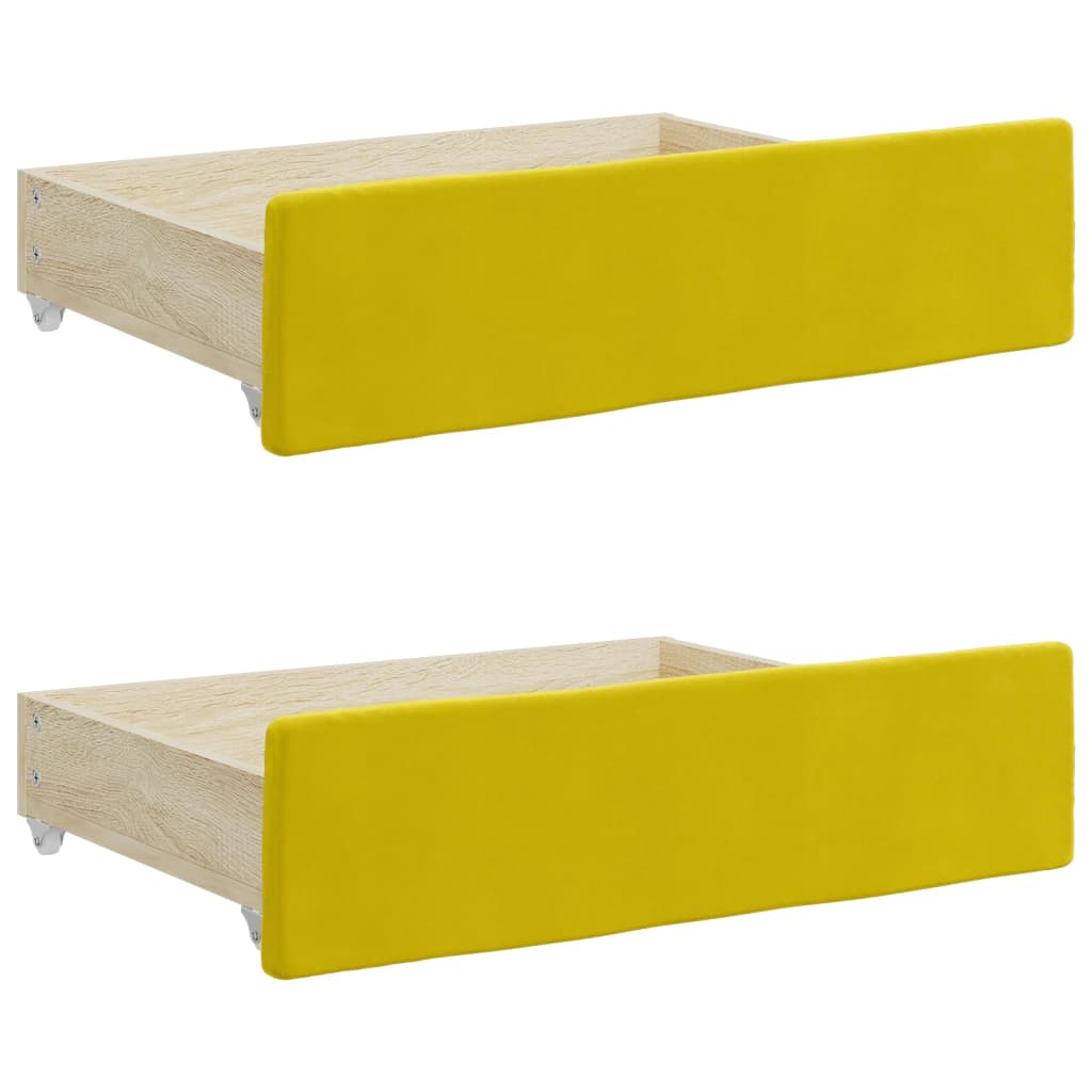 Slaapbank S Fluweel 100 x 200 cm Geel met onderschuifbed en lade