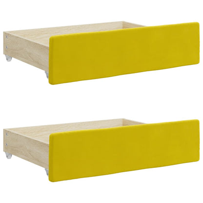 Slaapbank S Fluweel 100 x 200 cm Geel met onderschuifbed en lade