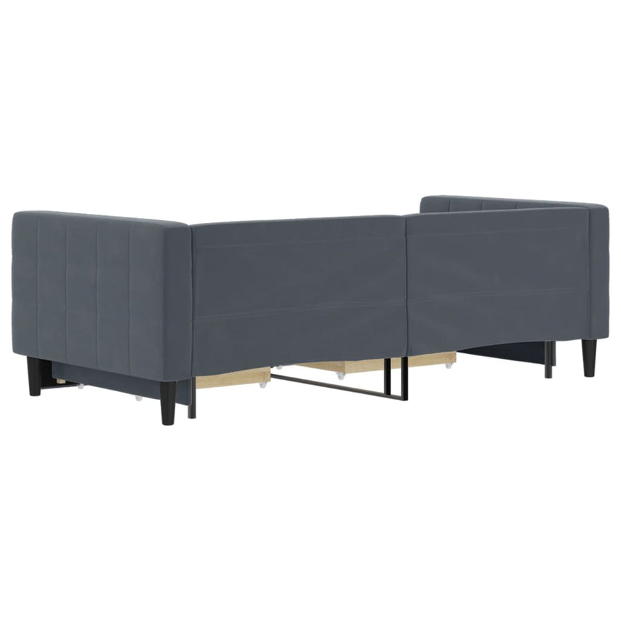 Slaapbank Onderschuifbed En Lades Fluweel 90 x 190 cm Donkergrijs