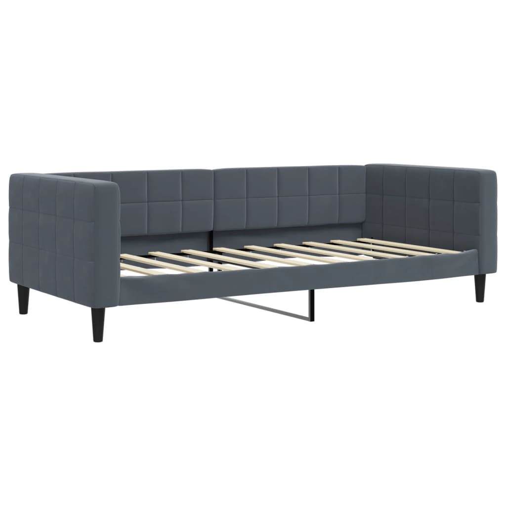 Slaapbank Onderschuifbed En Lades Fluweel 90 x 190 cm Donkergrijs