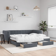 Slaapbank onderschuifbed lades 90x190 cm fluweel donkergrijs