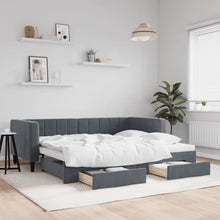 Slaapbank Onderschuifbed En Lades Fluweel 90 x 190 cm Donkergrijs